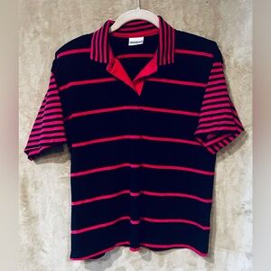 Cutter & Buck Black and Pink Striped Polo Shirt